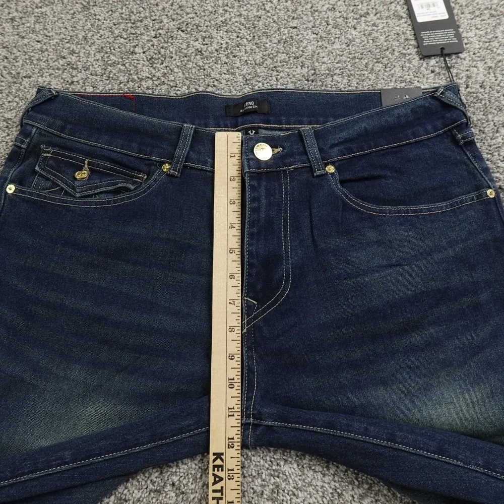 NEW True Religion Jeans Mens 34X32‎ Blue Denim Pants Geno Relaxed Slim Straight